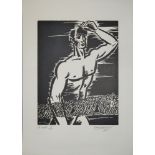 Frans Masereel, "La route", signierter Holzschnitt von 1958 