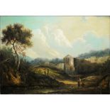 Jacques D`Artois Werkstatt, Zwei Wanderer in Campagna-Landschaft, Ölgemälde um 1670, Speicherfund, 