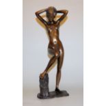 Erwin A. Schinzel, "Verliebtes Mädchen", Bronzeplastik von 1997 mit Zertifikat und Originalrechnung