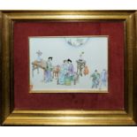 Zwei Porzellan-Bildplatten der späten Qing-Zeit, China 19. Jh., modern gerahmt