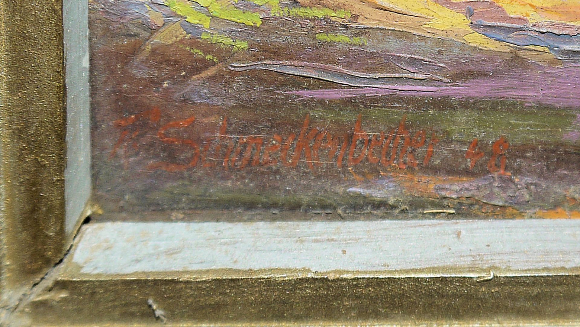 Karl Schmeckenbecher, Schlossgarten Schwetzingen, Ölgemälde von 1948, gerahmt - Bild 2 aus 2