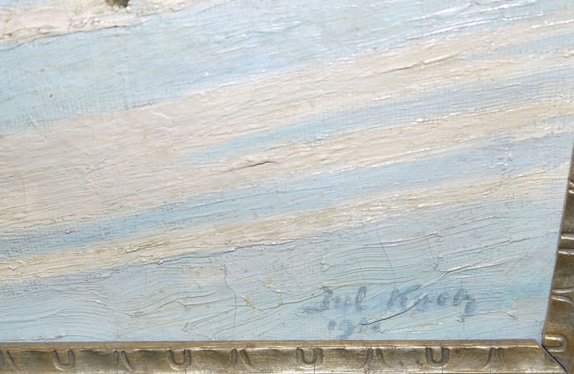 Julius Koch, Winterlandschaft, Ölgemälde von 1932 & Tschechischer Maler, "Predjari (Vorfrühling)",  - Bild 3 aus 6