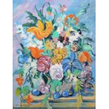 Franz Heckendorf, Expressive Blumen, Ölgemälde, gerahmt