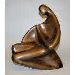 Bildhauer XX. Jh., unsigniert, in der Art von Henry Moore, weiblicher Akt, große Bronzeplastik um 1