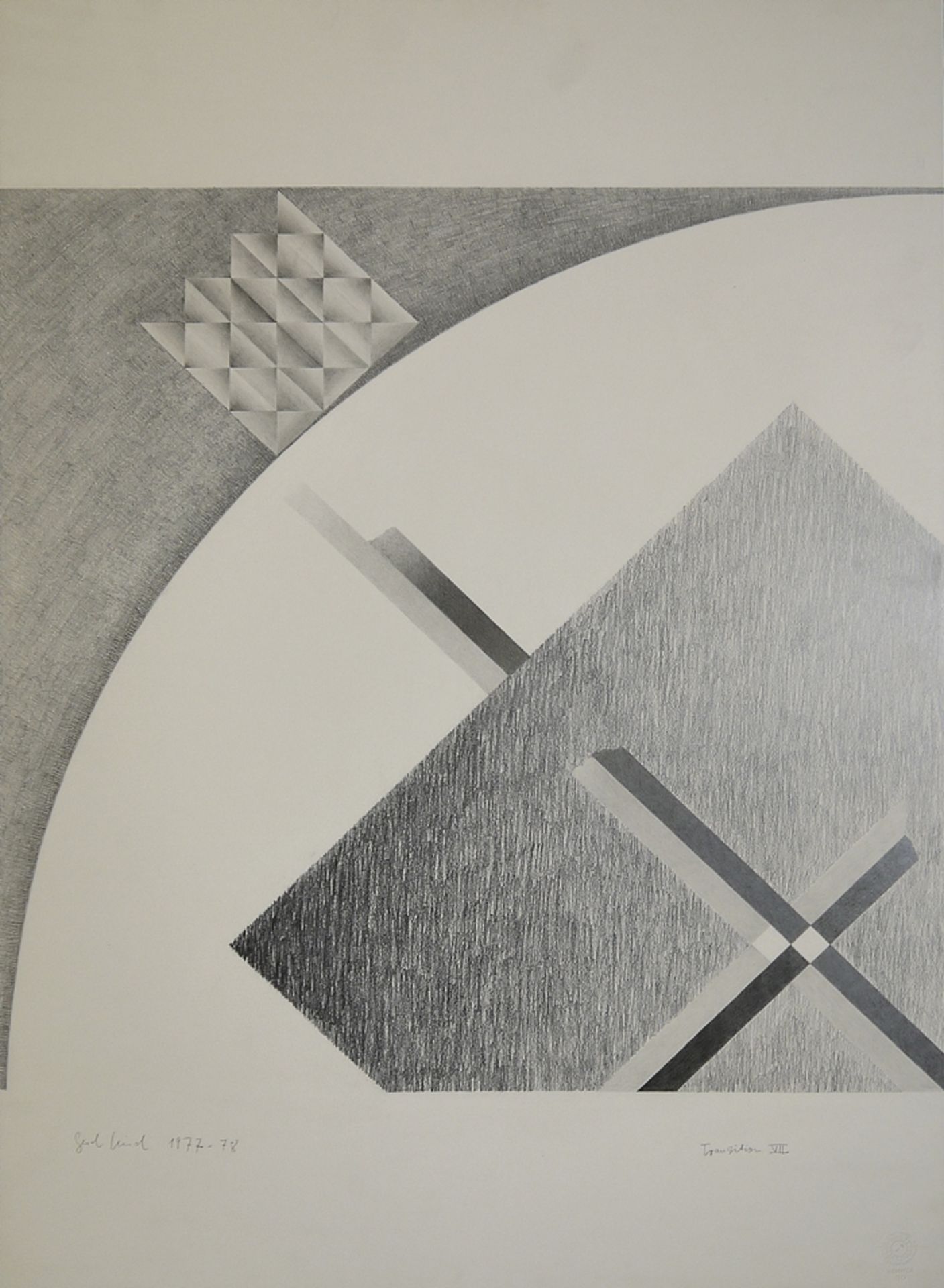 Gerd Lind, "Transition VII" u. "Kreuz-Spirale VII", Zeichnungen von 1977-78/ 1979 & Dag Seemann, "M - Bild 2 aus 4