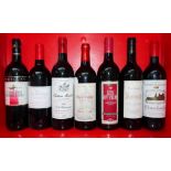 7 Flaschen französischer Rotwein, Bordeaux und Rhone 1987-2001
