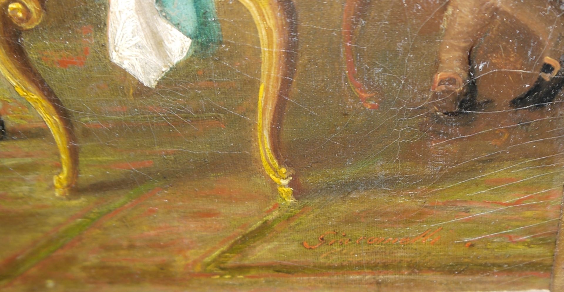 Félix Henri Giacomotti, Elegante Rokoko-Gesellschaft, Ölgemälde, im wohl originalen Goldstuckrahmen - Bild 3 aus 4