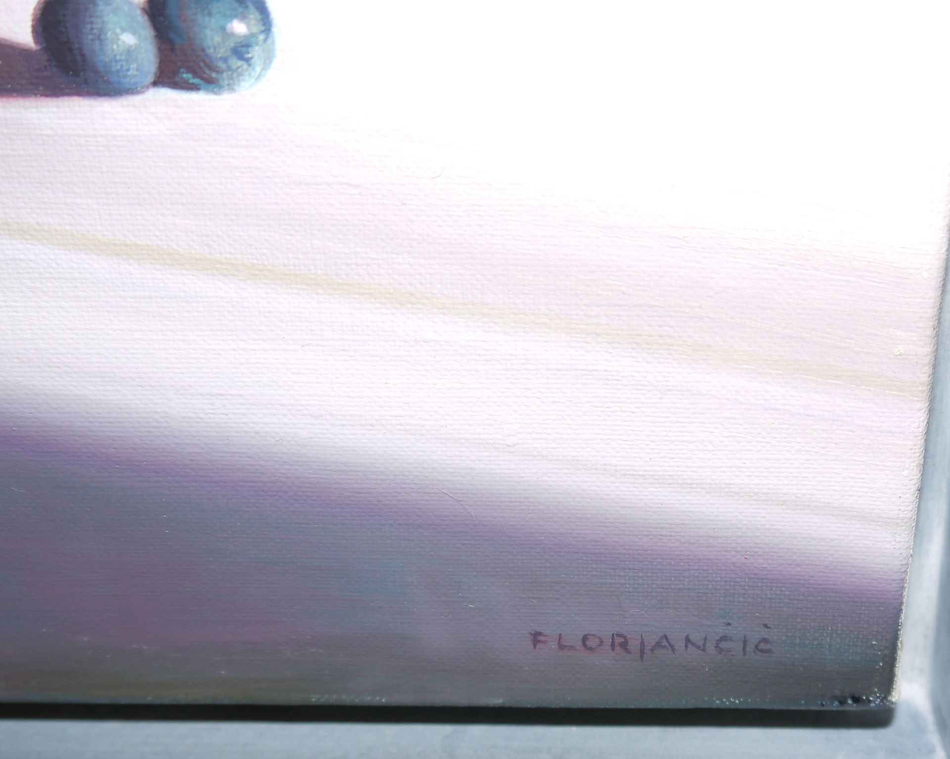 Pavel Florjančič, fotorealistisches Stillleben mit Weinflasche, Weinglas & Trauben, Ölgemälde galer - Bild 2 aus 4