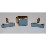 Herrenring mit dazu passenden Manschettenknöpfen, Gold