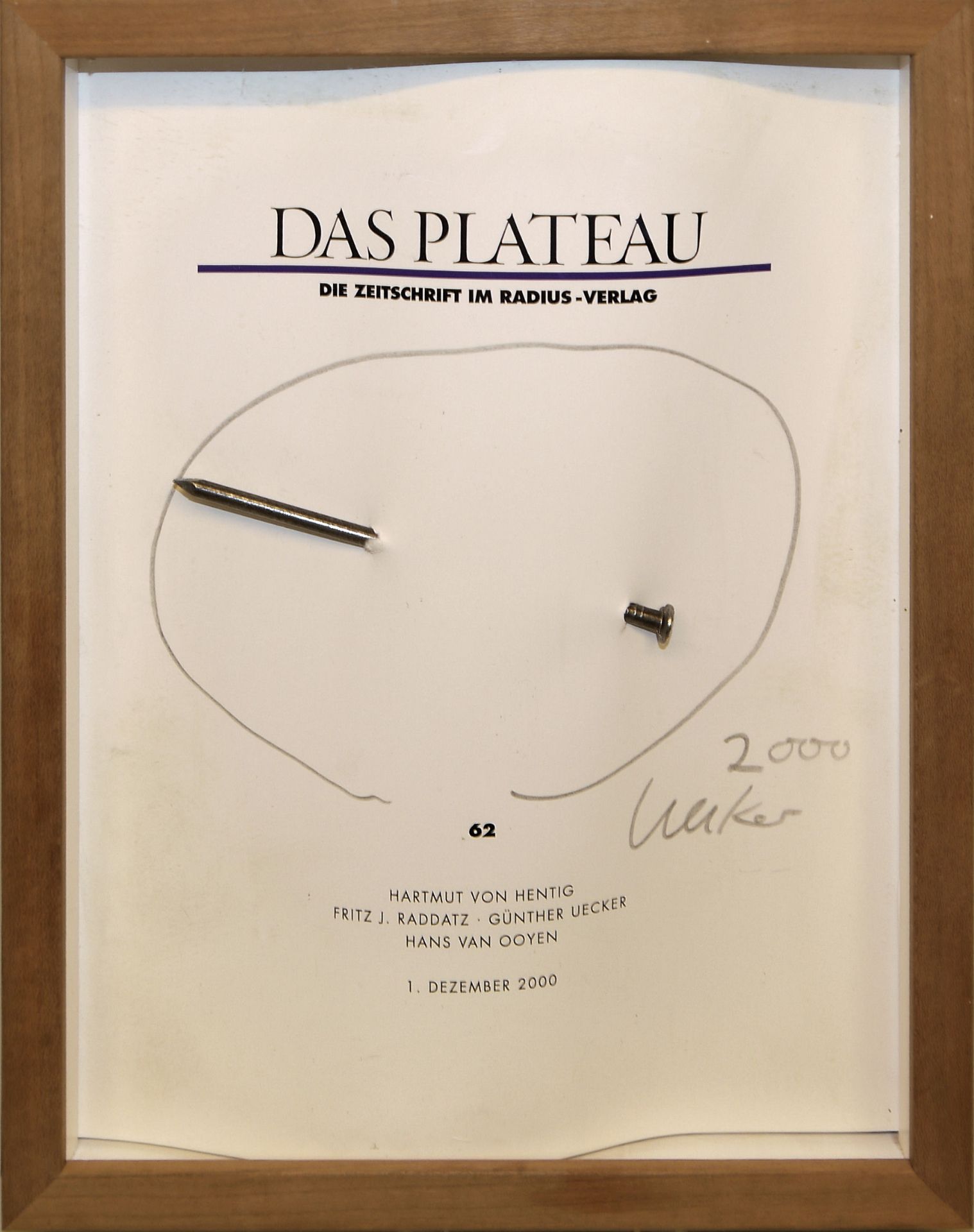 Günther Uecker, Das Plateau Nr. 62, Nagelobjekt von 2000, signiert, gerahmt