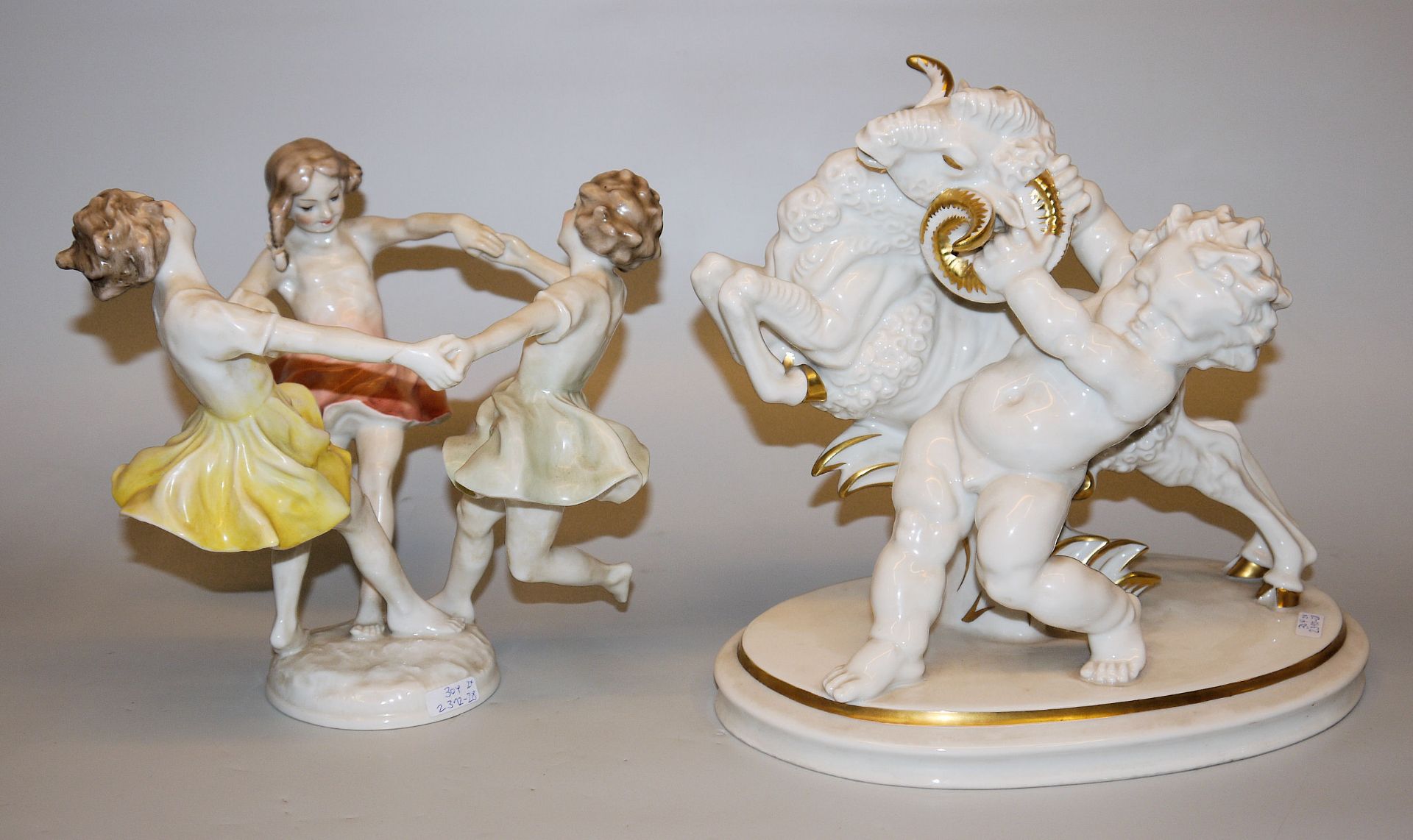 2 Porzellangruppen "Übermut" & "Reigen", Karl Tutter für Hutschenreuther