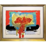 César Manrique, Abstrakte Komposition, signierte Mischtechnik von 1986, galeriegerahmt