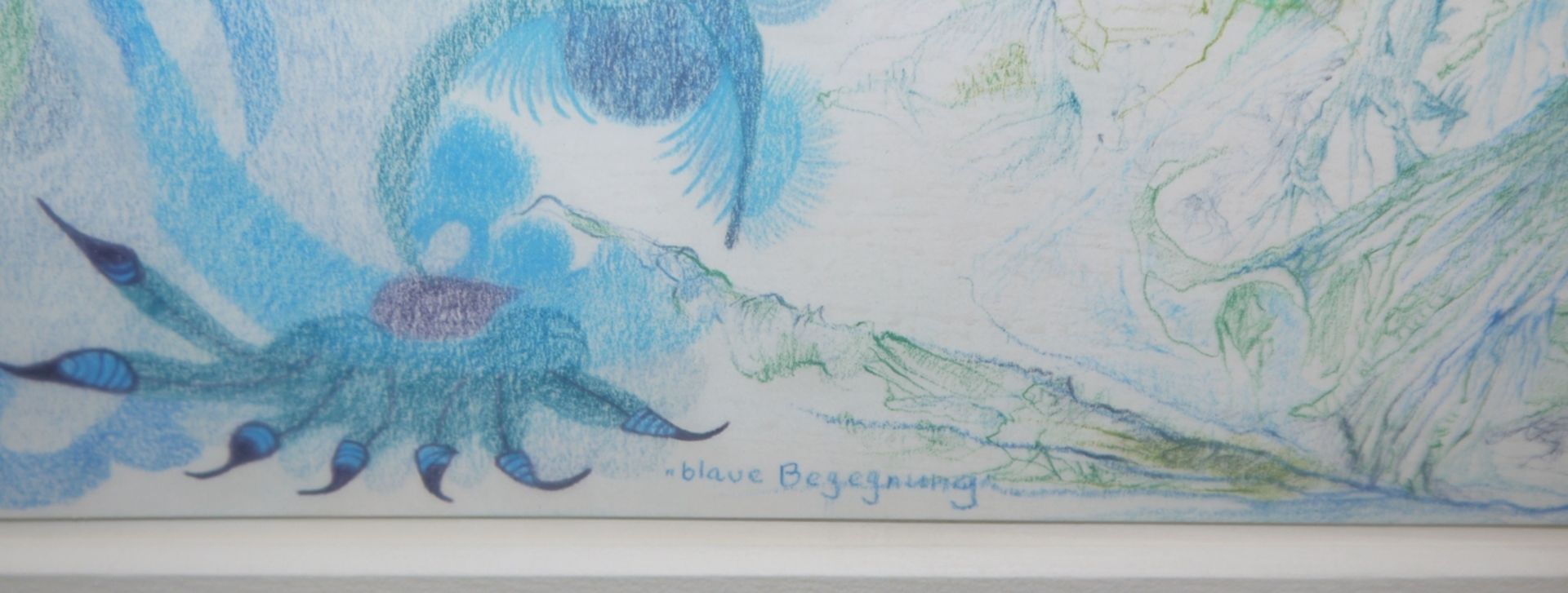 Ursula und Bernard Schultze, "Blaue Begegnung", Buntstiftzeichnung von 1976, von beiden Künstlern s - Bild 4 aus 5