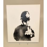 Banksy, Dismal Canvas, Rude Copper, Dismaland, Pochoir von 2015