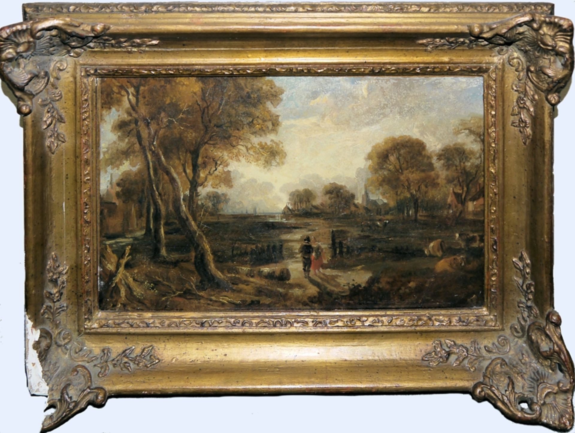 John Crome the Old (laut rücks. Bez.), Herbstliche Landschaft mit Personen (bei Norwich), Ölgemälde - Bild 2 aus 3