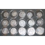 Münzsammlung mit 15 Silbermünzen, Preußen und Bayern