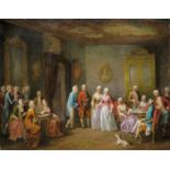 Félix Henri Giacomotti, Elegante Rokoko-Gesellschaft, Ölgemälde, im wohl originalen Goldstuckrahmen