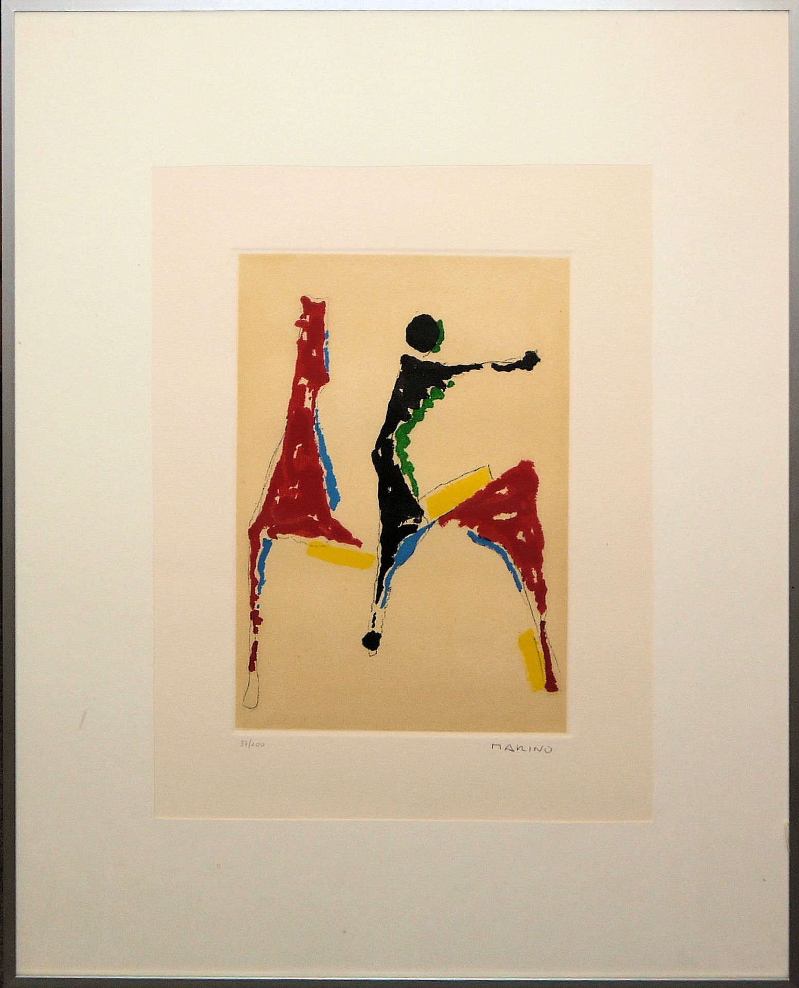 Marino Marini, Gioco Colorato, signierte Farbradierung von 1978, gerahmt