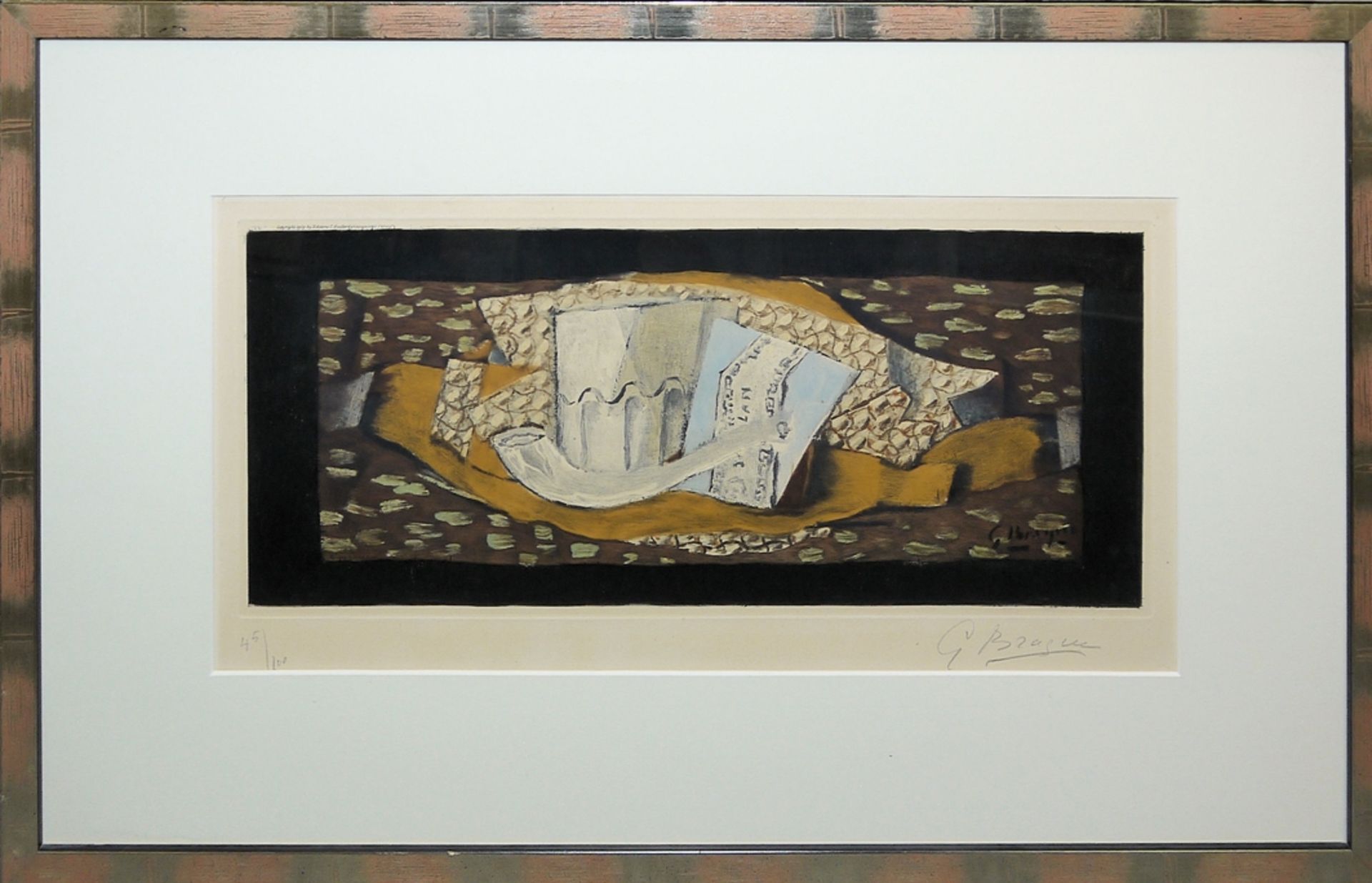 Georges Braque, Nature Morte au verre et a la Pipe (Still Life with Glass and Pipe), Collotypie mit