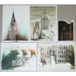 Peter Paul, Architekturelemente, 5 signierte Farblithographien
