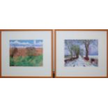 David Hockney, 12 edel & gleich gerahmte Farboffsets "Landschaften in East Yorkshire" von 2006, für
