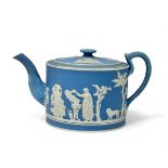 Wedgwood. C.1759-69. A Jasperware Teapot. 18th Century. Impressed mark. 18.5x11x11cm. Good