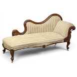 A Victorian Mahogany Framed Chaise Lounge. C.1860, Mid 19th Century. 190cm. (1)