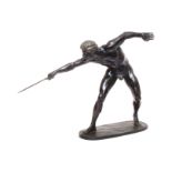 Bronzeskulptur, Borghesischer Gladiator, dunkel patiniert, signiert ”Rudolf Marcuse”, 1902, Gießerei