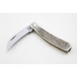 A Wright & Son, Sheffield Stag Handle Flat Cap Pruner Pruning Folding Pocket Knife, 10.5cm.