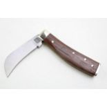 A Wright & Son wooden handled flat cap pruner pocket knife, Sheffield made. 10.5cm wide, 18cm when