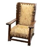 Scarce Liberty & Co London Arts & Crafts Throne Chair with Celtic Revival Carving in the Manner of