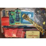 Meccano Toys to include rare components, cogs, boxes and brochures together with Hornby O gauge