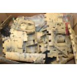 A collection of Meccano pieces and a plastic castle / fort (Qty). Unchecked for completeness.