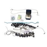 A group of vintage and later silver, semi precious and costume jewellery including a Stirling silver