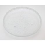 A large studio glass fruit bowl with bubbled bark effect, 43cm diameter, collection only. In good