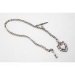 A silver Albert watch chain, graduated links, each link hallmarked, silver, clasp and fob, 41.5cm