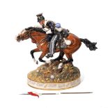 A large Royal Doulton prestige model Charge of the Light Brigade HN3718, 49cm wide, with flag and