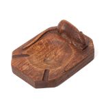 Workshop of Robert 'Mouseman' Thompson of Kilburn Yorkshire, a carved oak ashtray with carved
