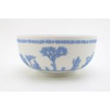 Wedgwood Blue on White Jasperware sacrifice bowl, 20.5cm diameter. In good condition with no obvious