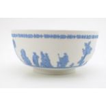 Wedgwood Blue on White Jasperware sacrifice bowl, 20.5cm diameter. In good condition with no obvious