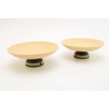 A pair of Wedgwood black and cane Jasperware Olympus bowls, 14cm diameter (2). In good condition
