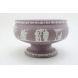 Wedgwood Lilac Jasperware pedestal bowl, 22cm diameter. In good condition with no obvious damage