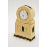 Wedgwood Cane Jasperware Troy Clock, 12cm tall. In good condition with no obvious damage or