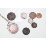 A silver George III, 1814 three shilling bank token, in pendant mount on Stirling silver chain,