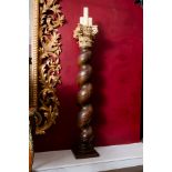 Large Pair of 2 Dark Wood (Oak) candle Holders