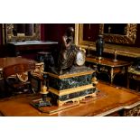 A French Napoleon III Figural Bronze style and Marble Mantel Clock