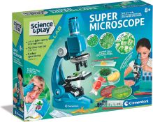 RRP £34.99 - Clementoni- Super Microscope Set: Scientific Experiments Kit for Kids, Magnify Up to