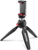 RRP £38.95 - Manfrotto MKPIXICLMII-BK, Mini Tripod with Universal Smartphone Clamp, Made in Italy,