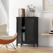 RRP £57 - Costway 2 Door Black Bathroom Floor Cabinet