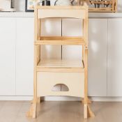 RRP £82 - Costway Natural Kids Foldable and Adjustable Step Stool